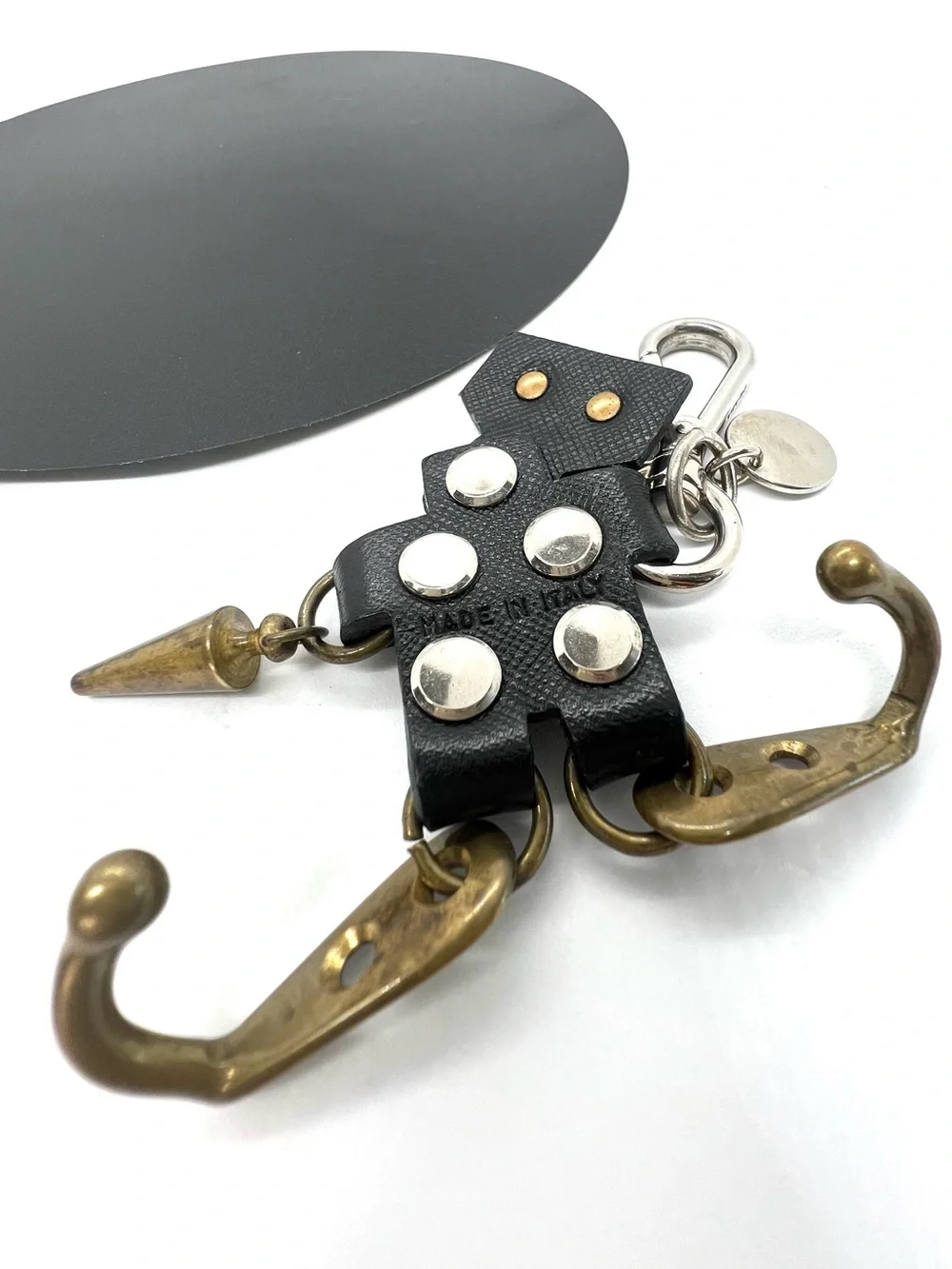 Prada Edward Robot Trick Black Saffiano Leather Keychain Bag Charm